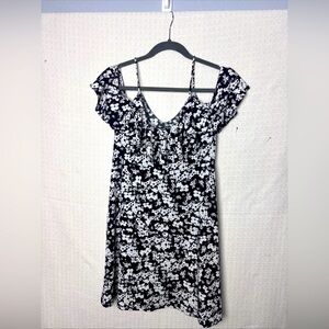 Express Black and White Floral Chemise with Adjustable Straps